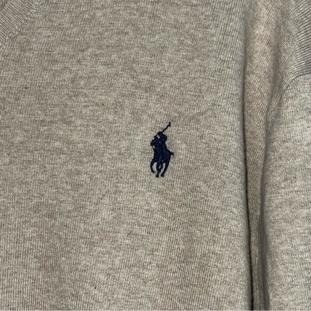 Polo Ralph Lauren Oatmeal Pima Cotton V-Neck Sweater XL - Picture 4 of 6